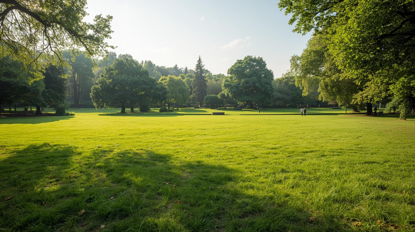 Open lawn areas maintained at a campus