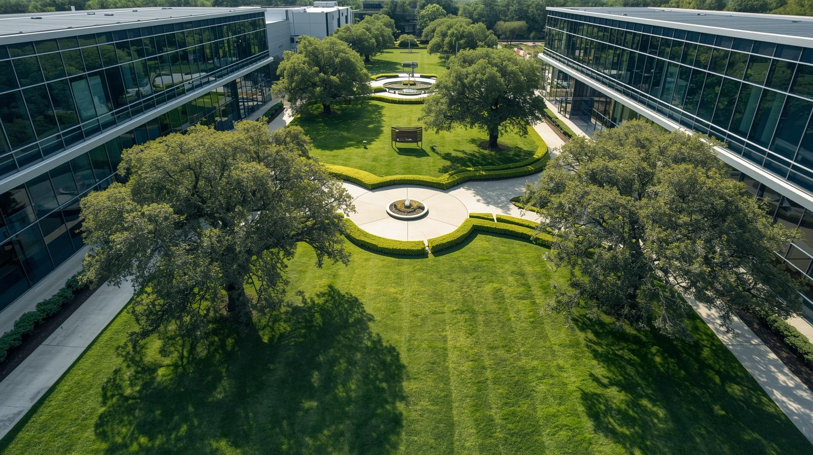 Aerial view of manicured corporate campus in Florida