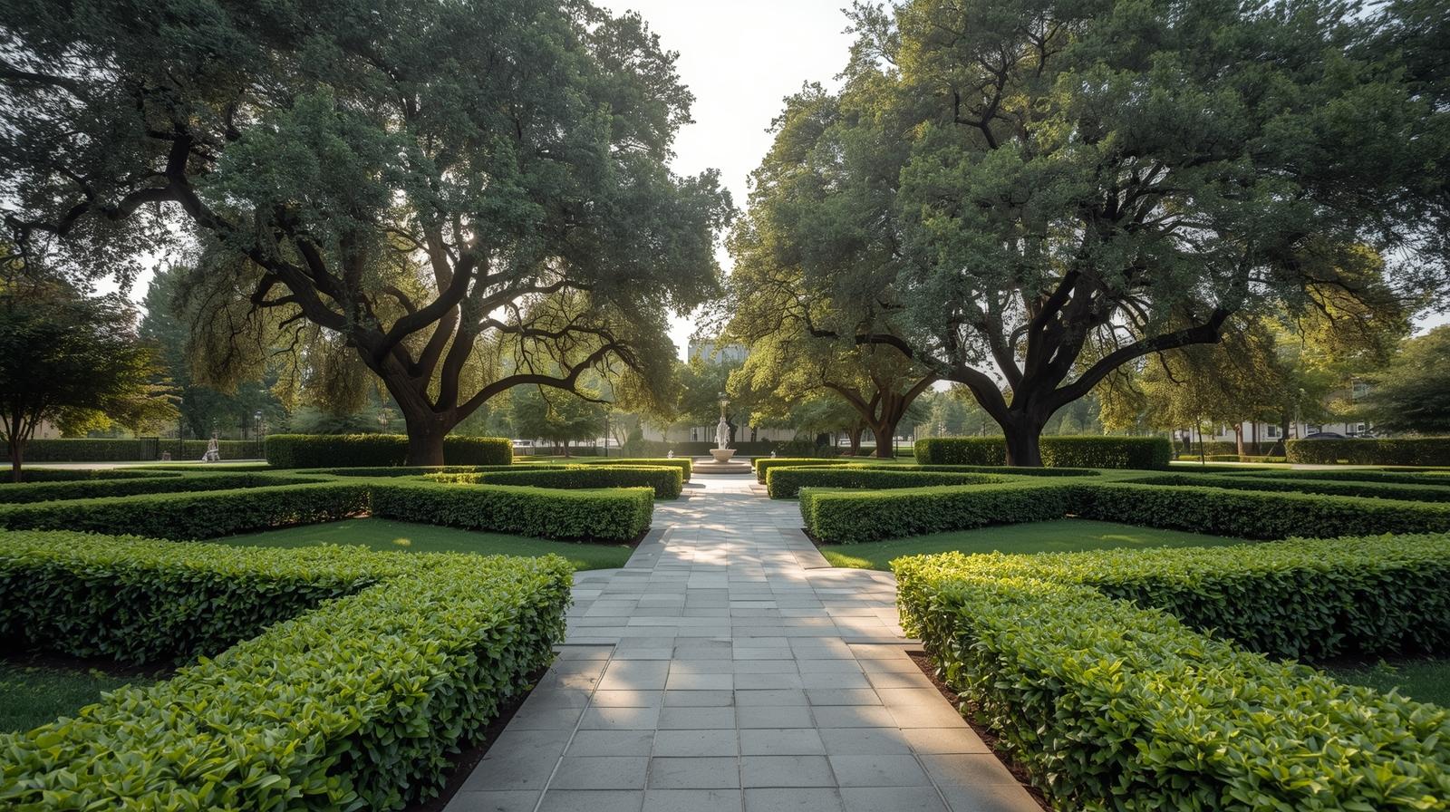 Formal corporate landscape with walkway