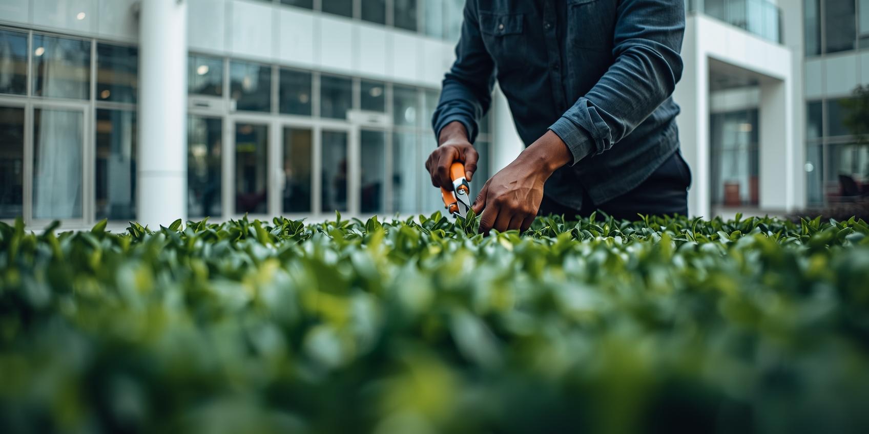 Formal hedge trimming at corporate property